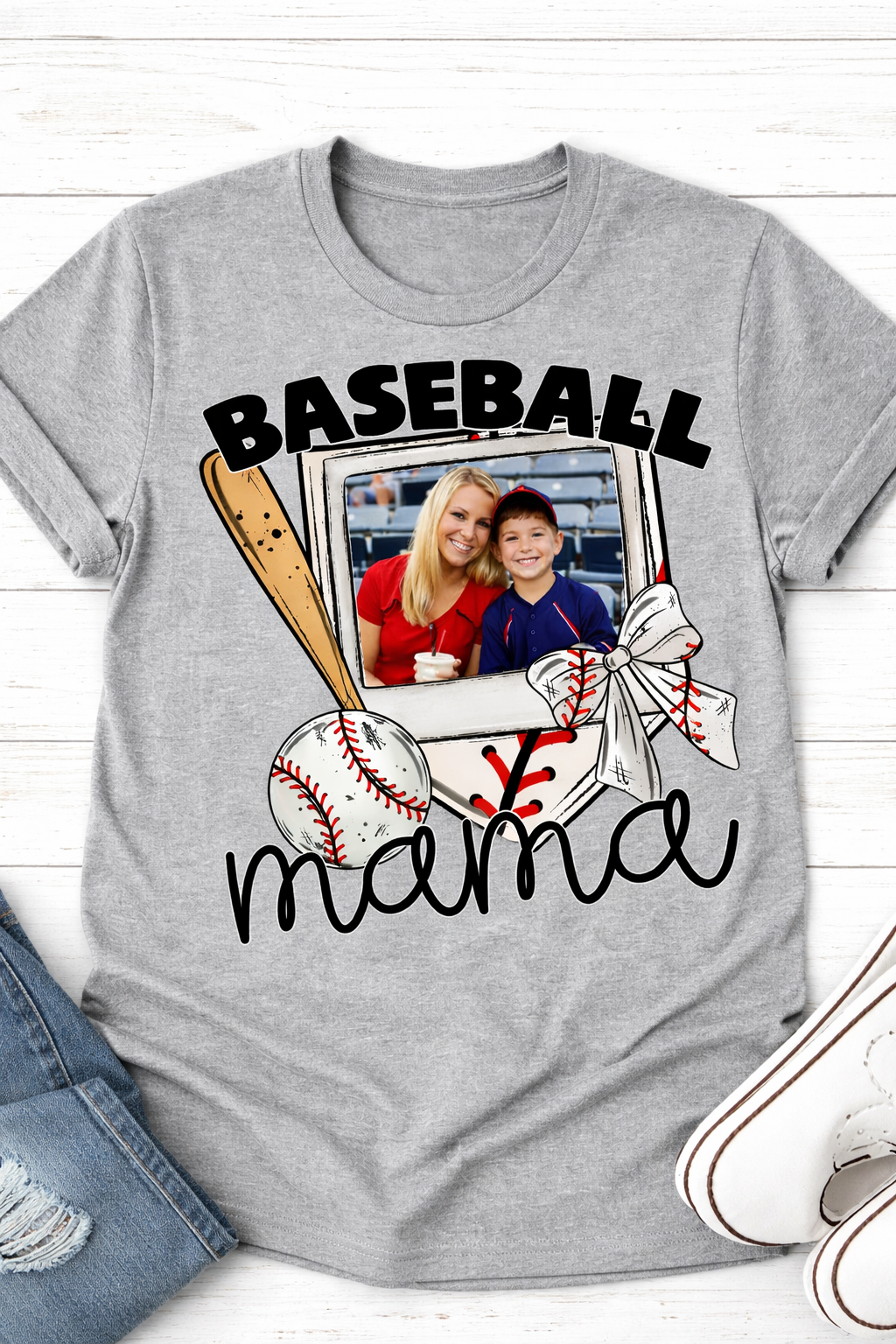 Custom Photo Baseball Mama