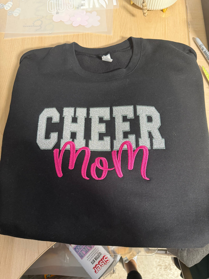 CUSTOM Cheer Mom Glitter Appliqué Sweatshirt