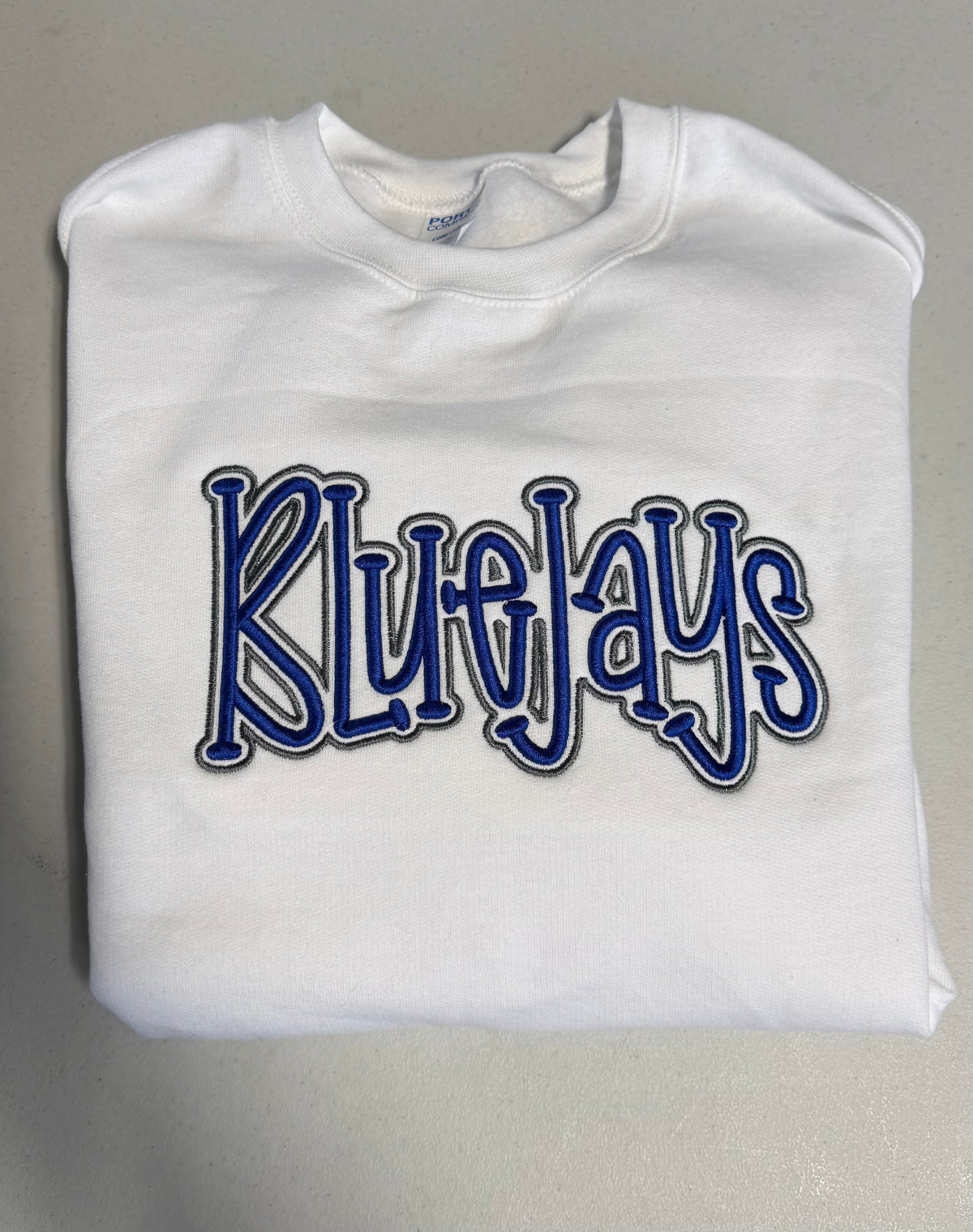 Embroidered Bluejays Puff Crewneck Sweatshirt