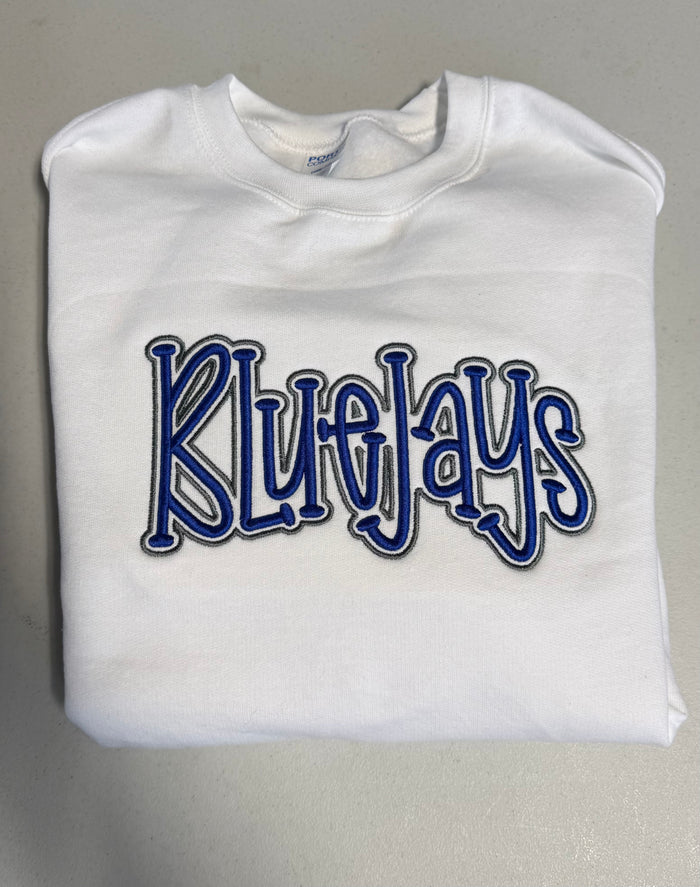 Embroidered Bluejays Puff Crewneck Sweatshirt
