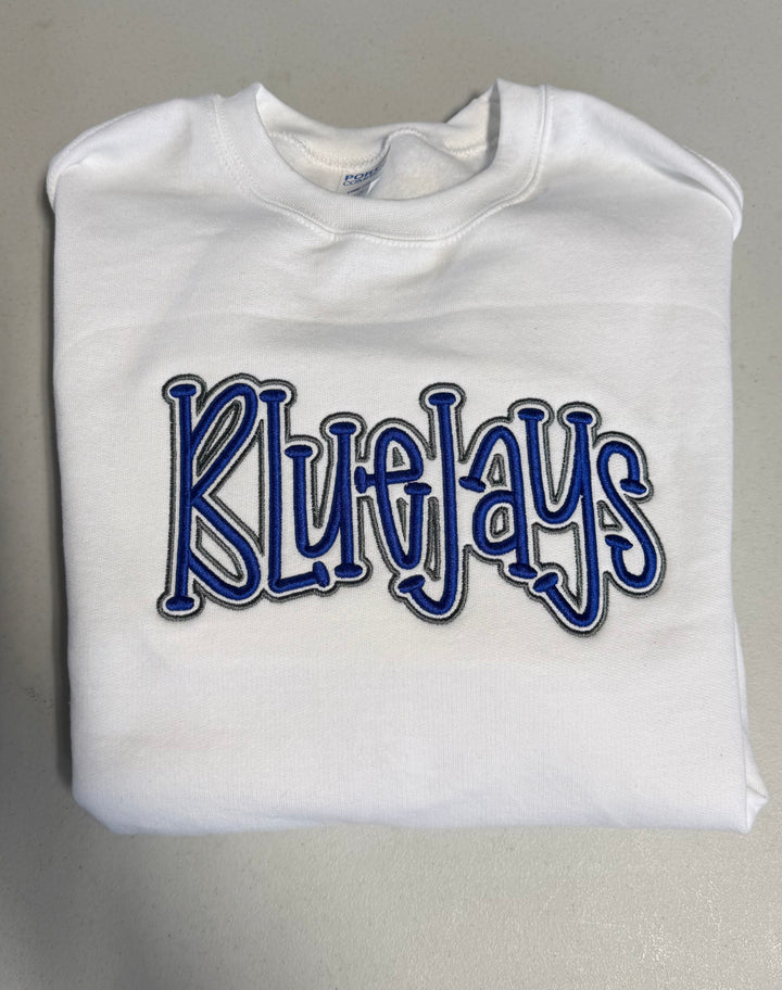 Embroidered Bluejays Puff Crewneck Sweatshirt