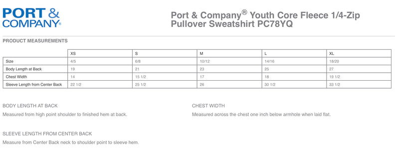 YOUTH FLEECE Port & Co 1/4 Zip Pullover