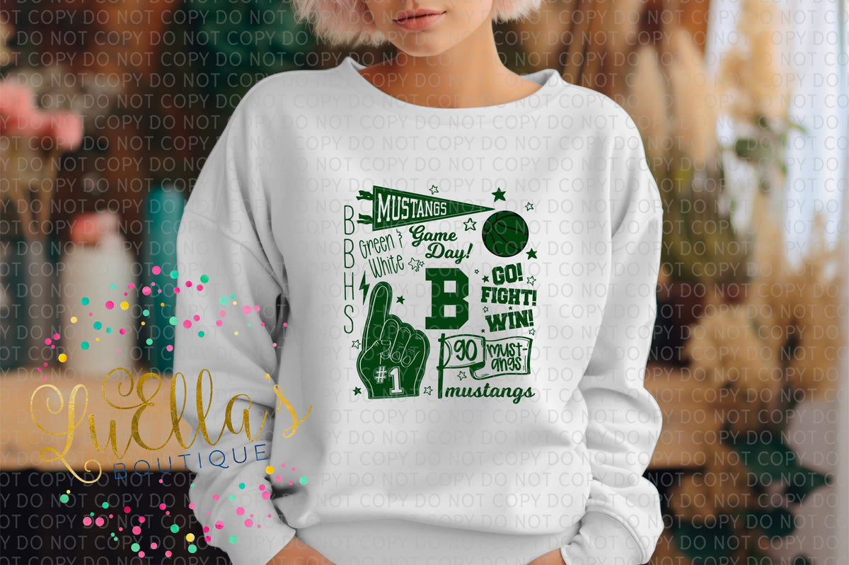 Go Mustangs Basketball Team Spirit