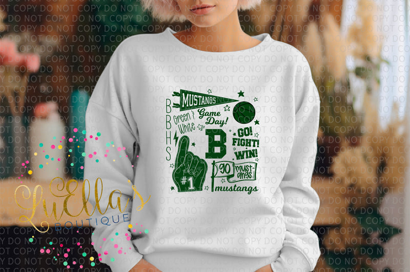 Go Mustangs Basketball Team Spirit