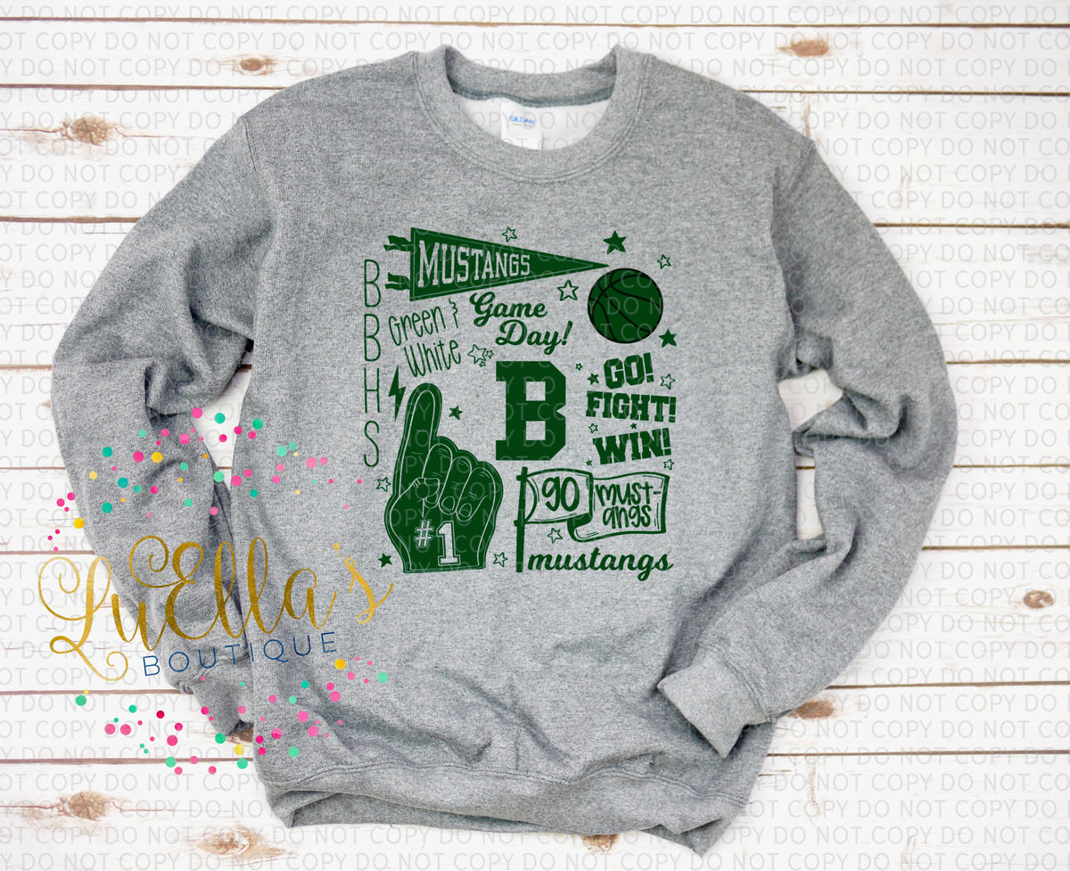 Go Mustangs Basketball Team Spirit