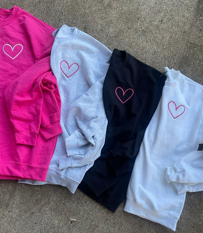Embroidered Heart Crewneck Sweatshirt
