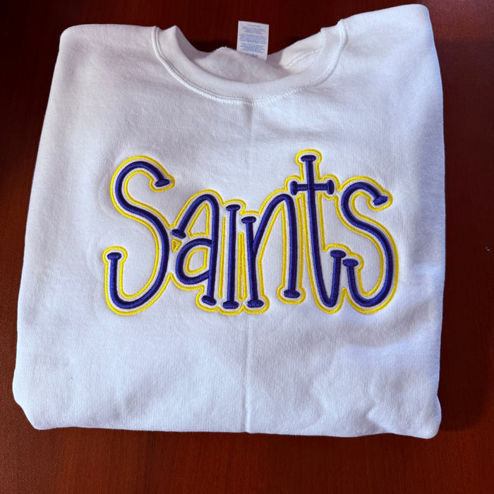 Embroidered Saints Puff Crewneck Sweatshirt