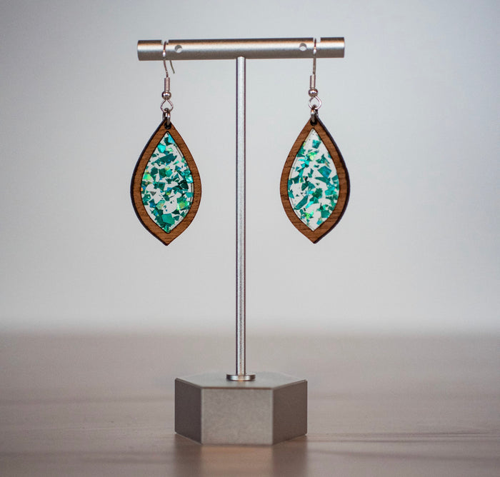 Teal Glitter Flake Petite Earring
