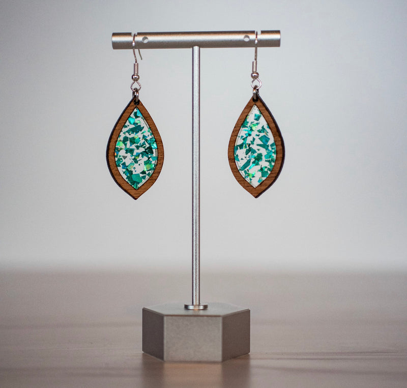 Teal Glitter Flake Petite Earring